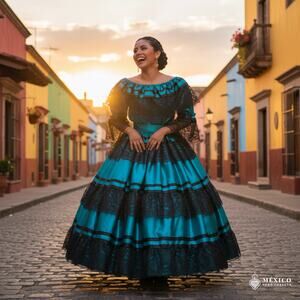 Mexican double circle practice skirt folklorico China Oaxaca